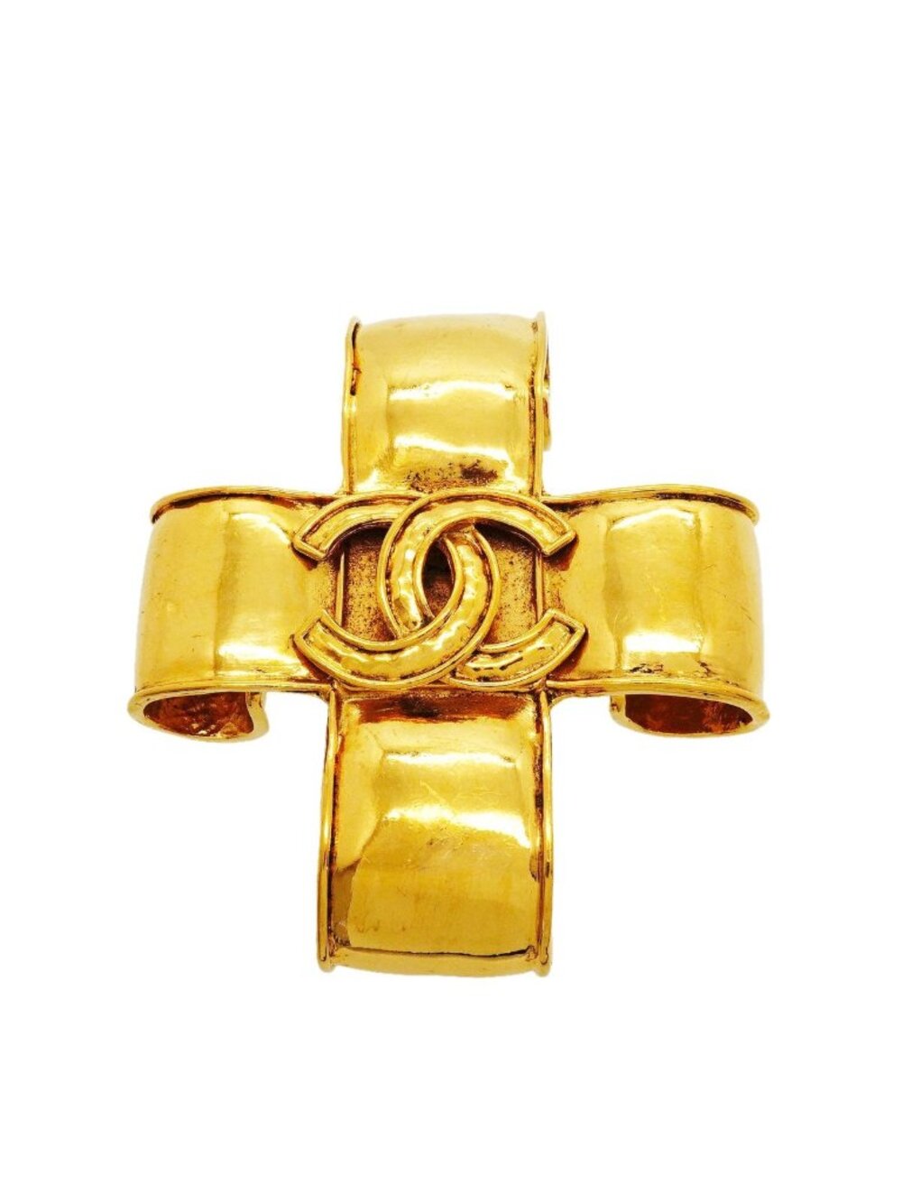 Chanel Brooch Vintage CC Logo Gold Plated
